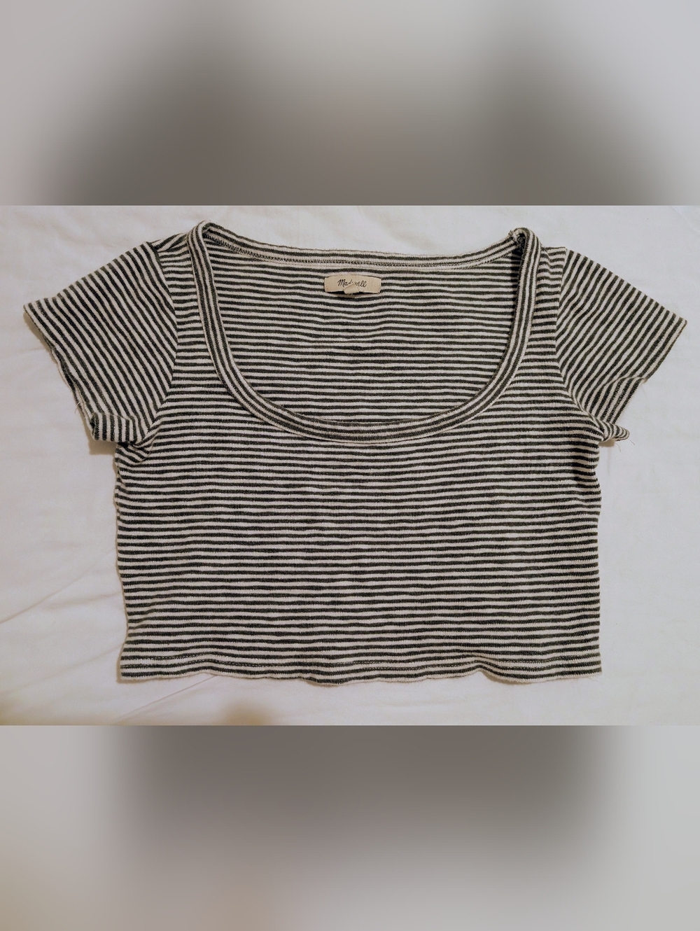 Madewell Westville Crop Top Tee Striped Scoop Small